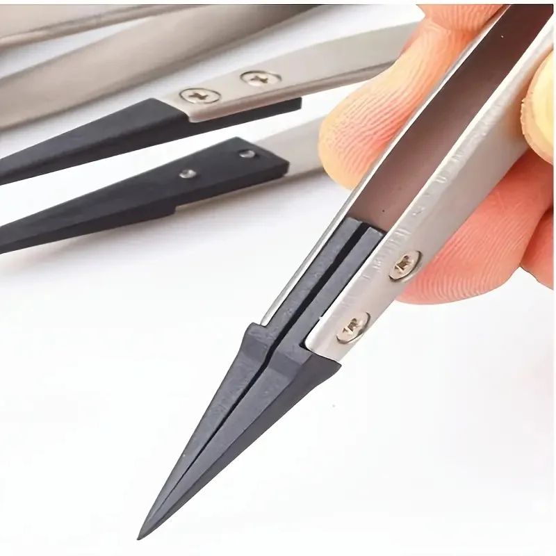 ESD-Safe Precision Tweezers Anti-Static Heavy-Duty Metal Tool for Electronics & Jewelry Repair