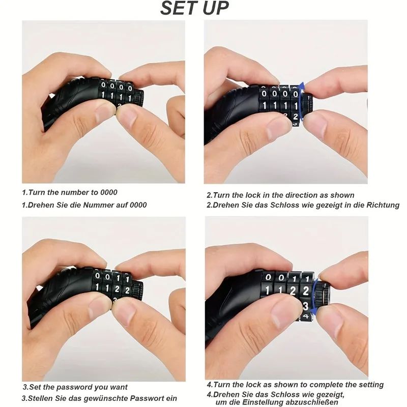 4 Digit Combination Bicycle Cable Lock