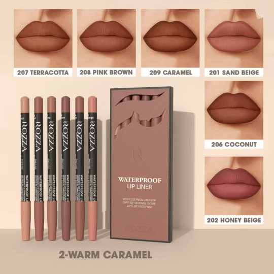 Rozza Waterproof Lip Liner Pencil Set Matte Precision Lip Definer Kit