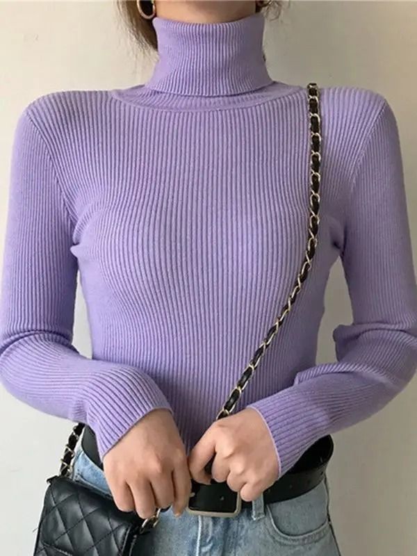 Womens Fall Turtleneck Sweater Knitted Soft Pullover Cashmere Jumper