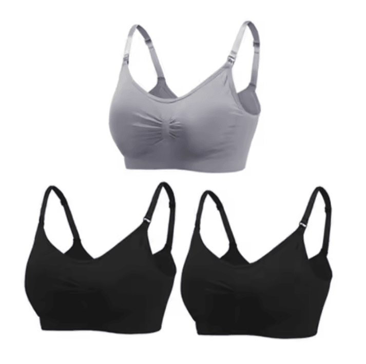 3pcs Maternity Nursing Bras Cotton Seamless Breathable Push Up Bra Set