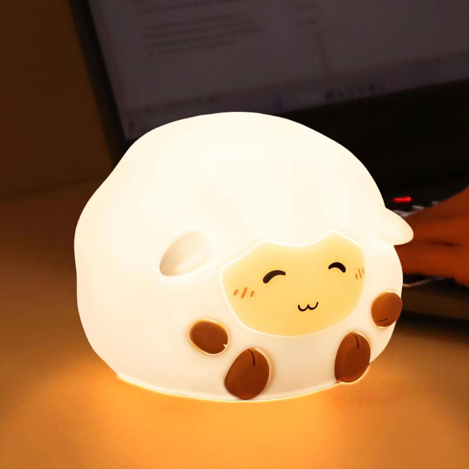 Cute Cartoon Animal RGB Night Light USB Rechargeable Silicone Touch Lamp