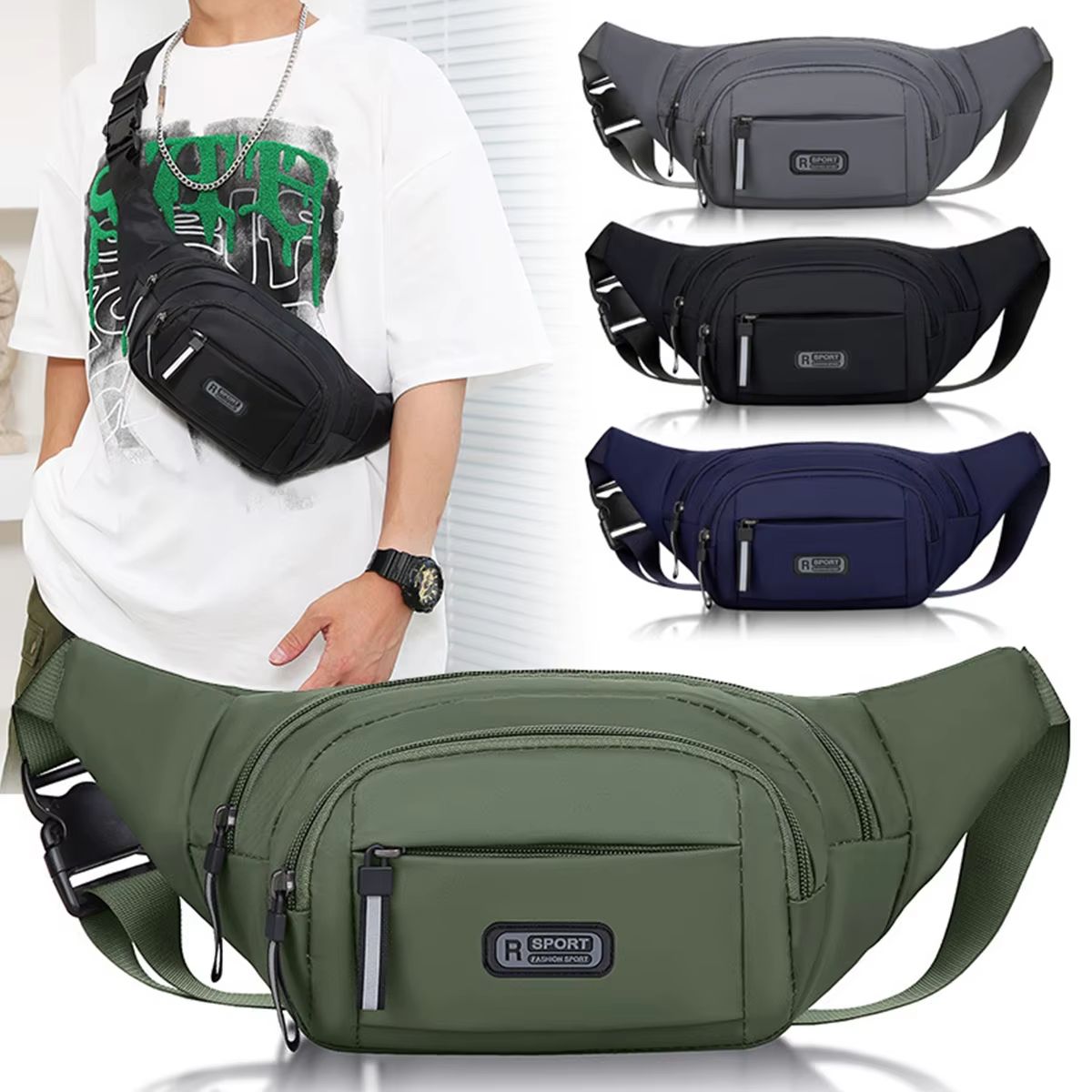 Canvas Fit Anti-Theft Men's Waistpack Mobile Sports Outdoor Running Bag