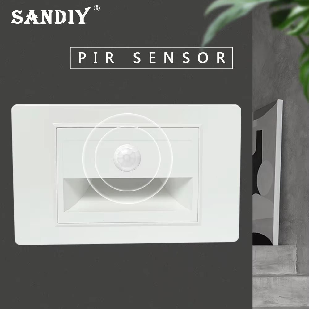 SANDIY American LED Step Light Wall Lamp with PIR Motion Sensor – Recessed Night Lighting for Stairs, Aisles and Closets