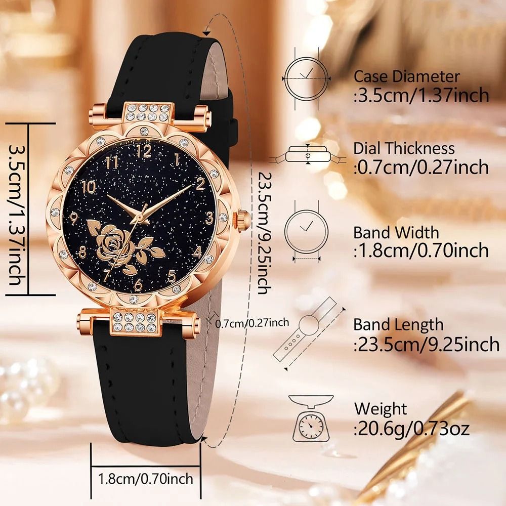 7-Piece Flower Element Watch & Jewelry Suite – Complete Fashionable Quartz Timepiece