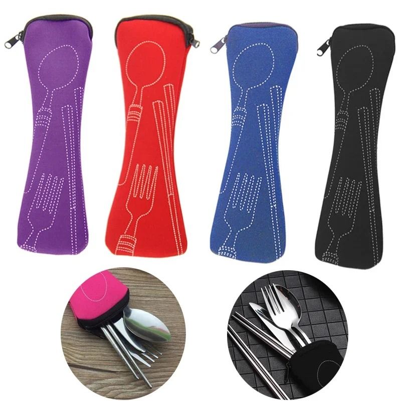 Portable Tableware Bag Cutlery Storage Pouch for Travel Picnic
