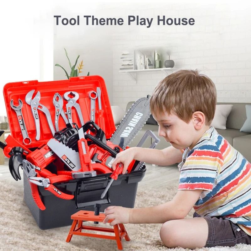 42PCS Tool Box Set Toy Simulation Repair Play House with Electric Drill and Screwdriver