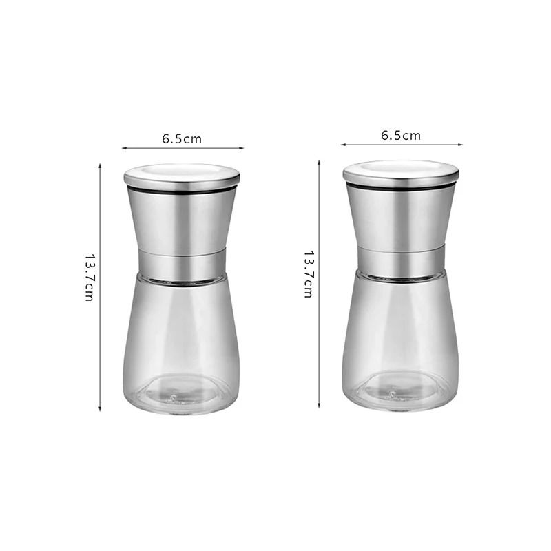 Salt and Pepper Grinder Set with Adjustable Coarseness Glass Body