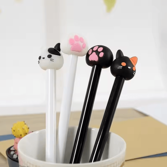 10-Piece Kawaii Cat Gel Ink Pen Set – Cute Black Ink Stationery for School & Office