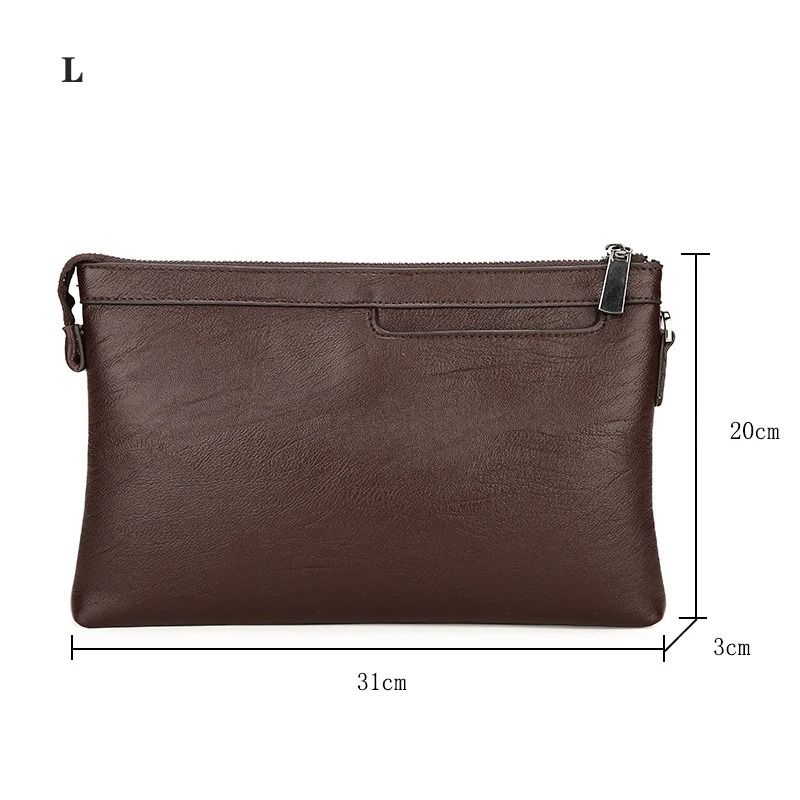 Mens Clutch Bag PU Leather Wallet Business Envelope Phone Travel Pouch