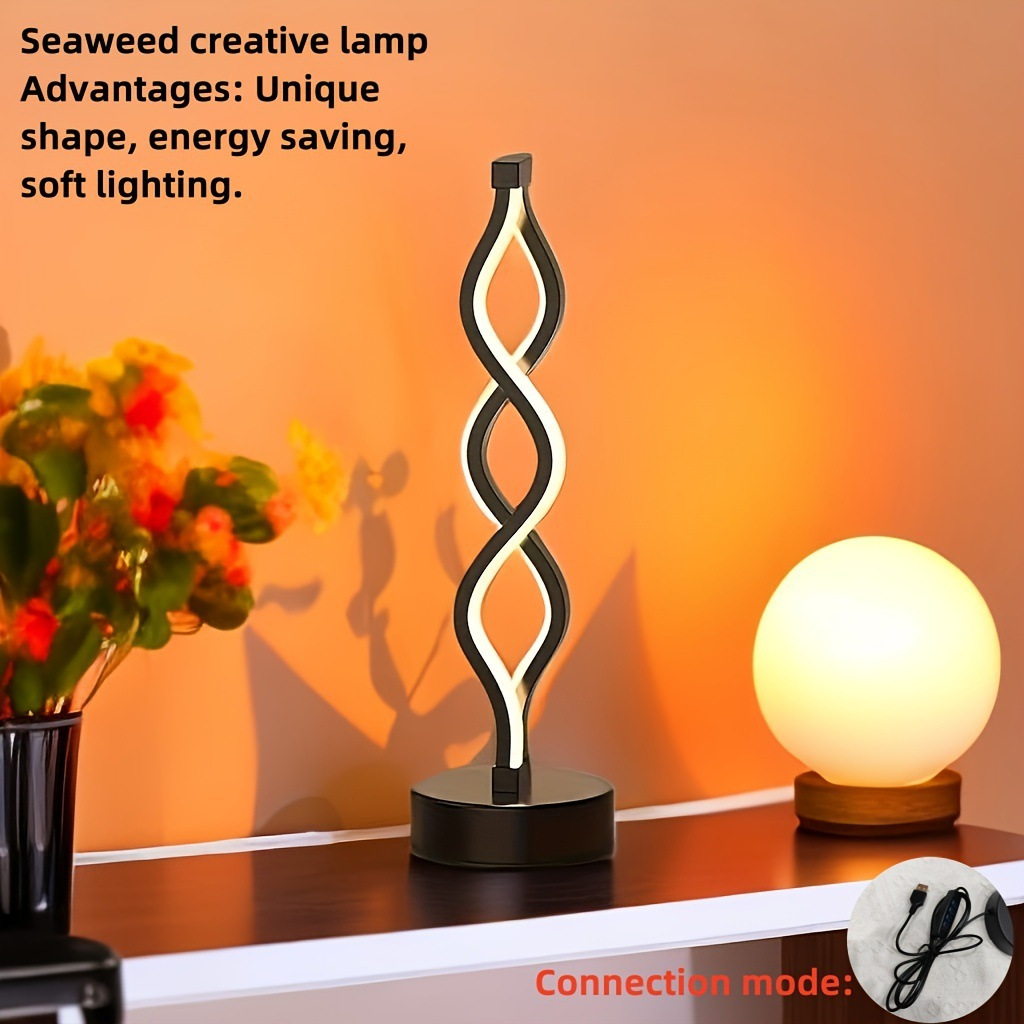 USB Powered Seaweed Shaped Desk Lamp, Creative Bedside Night Light, Unique Table Decor, Atmosphere Lighting for Bedroom,