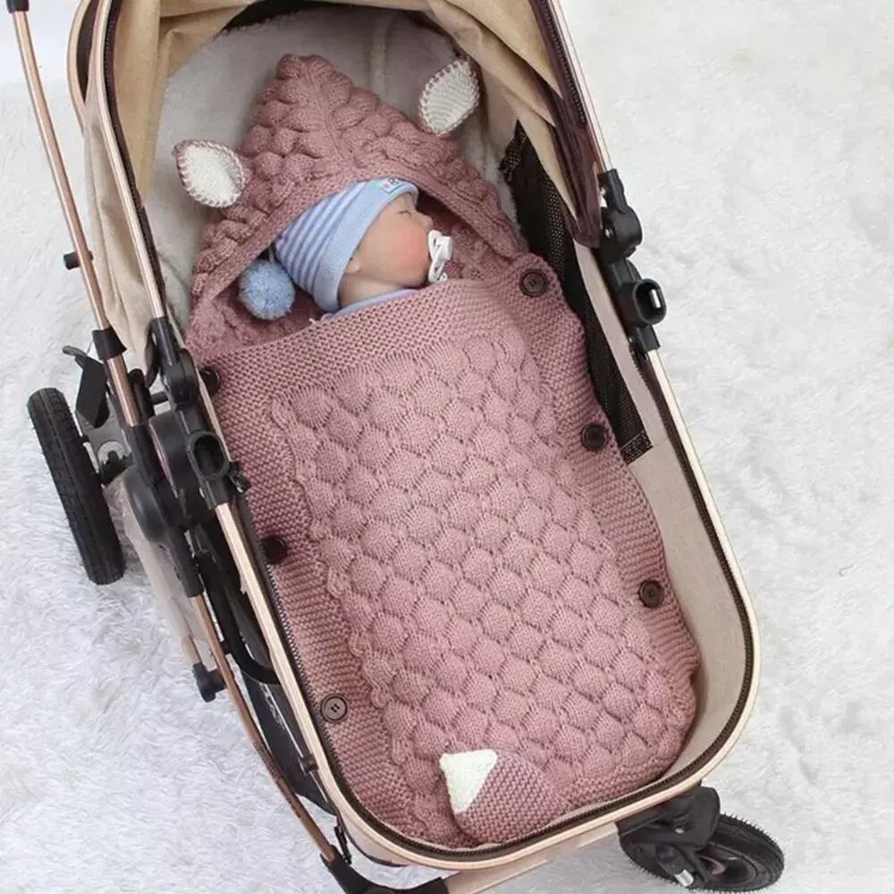 Baby Winter Swaddle Wrap Blanket Knitted Toddler Infant Envelope For Newborn