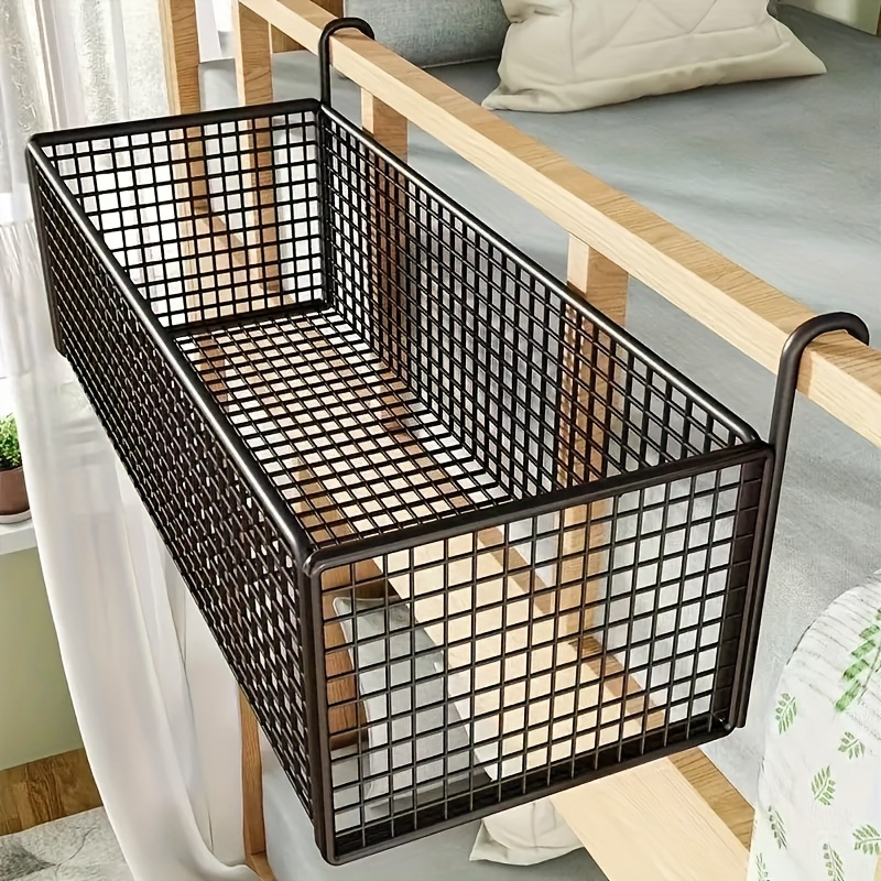 Space-Saving Iron Bedside Storage Basket – Hanging Dormitory Organizer for Easy Access