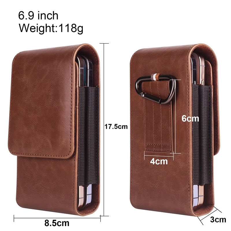Vertical Dual Pouch Cell Phone Belt Pouch Durable Smartphone Waist Holder Case