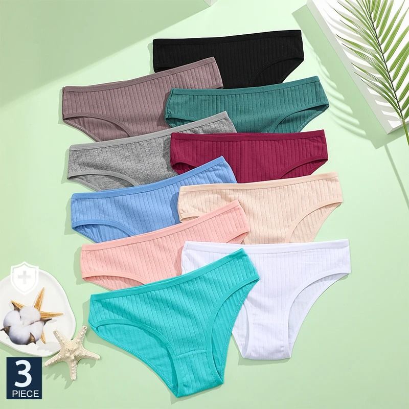 Finetoo 3 Piece Cotton Panties Plus Size Women Underwear XS to 7XL