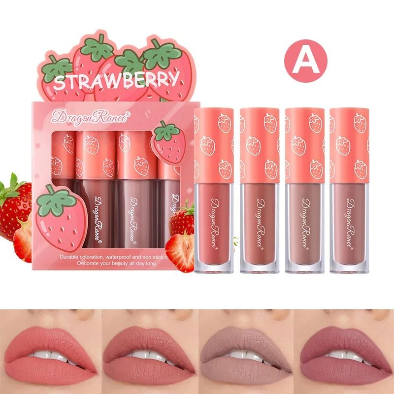 Mini Velvet Matte Lip Gloss Set Long-Lasting Fruit Scented Lip Tint