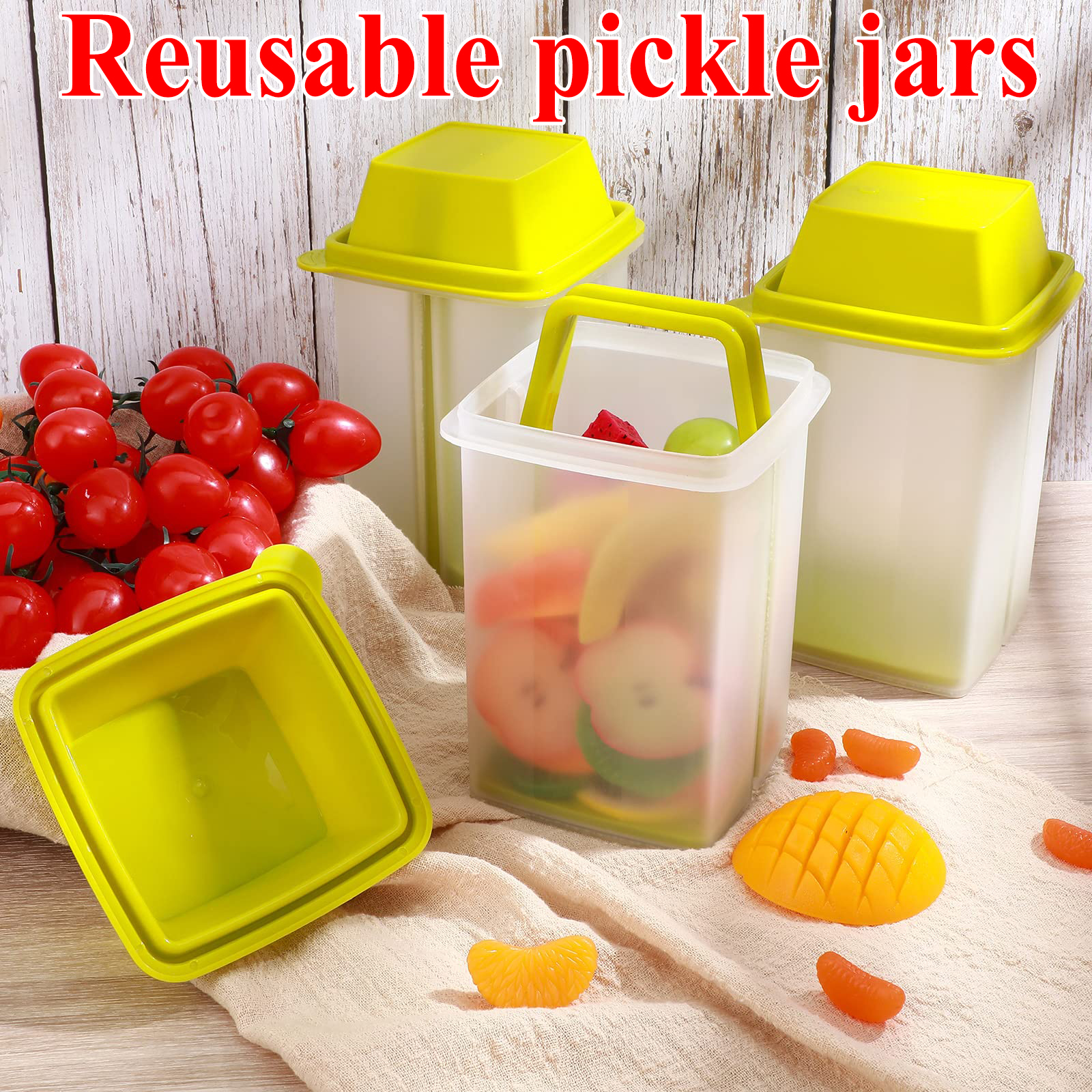 Reusable Pickle Jars, BPA Free Pickles Container with Strainer, Easy to Open Lid for Mess-Free Storage