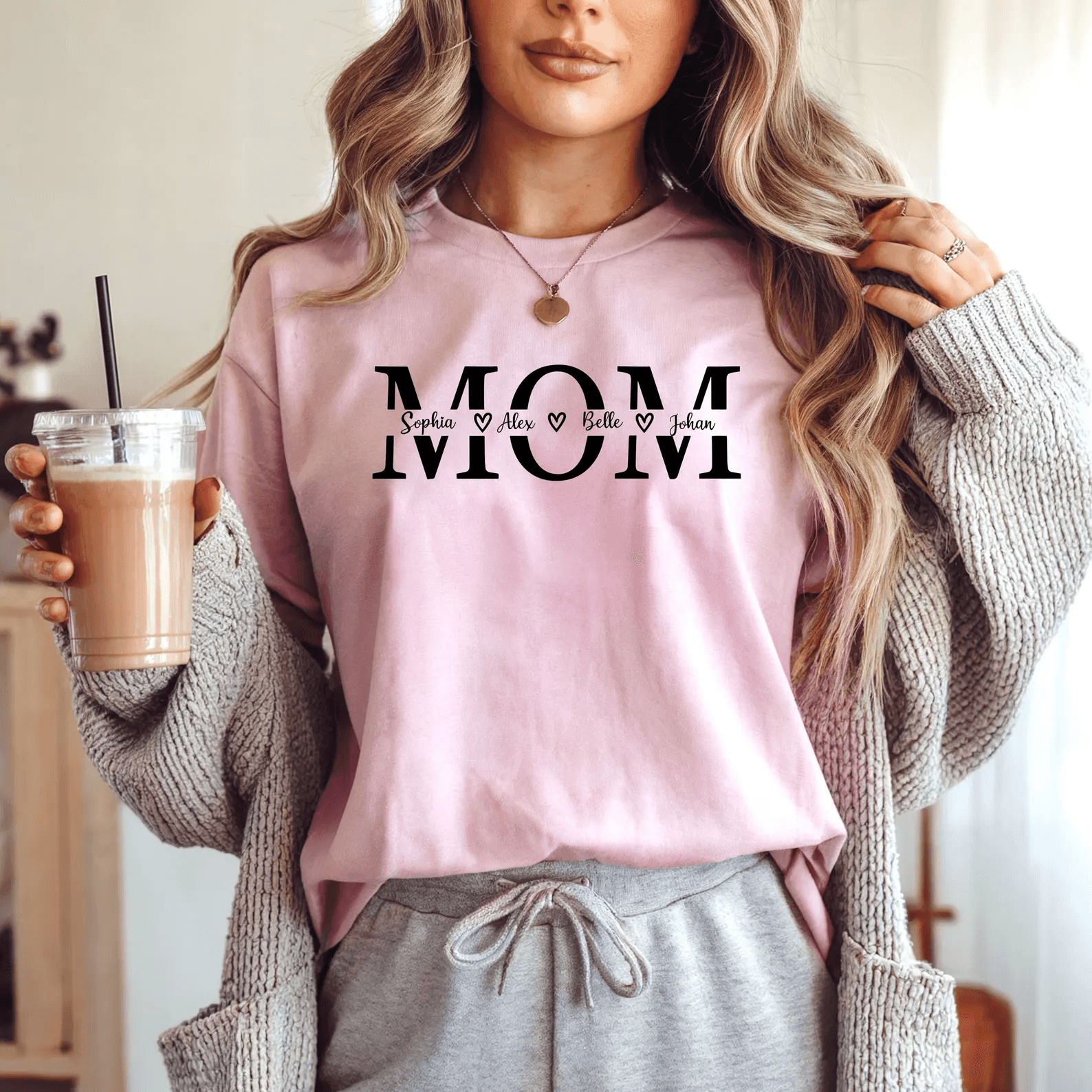 Custom Mom Shirt Comfort Colors Personalized Mama Name Gift Tee