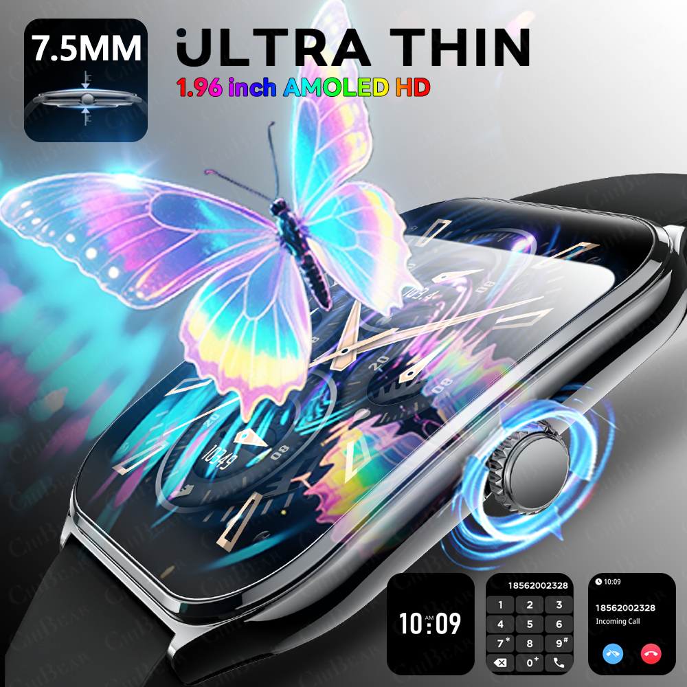 Ultra Thin Smart Watch Men Screen Waterproof Call Always Show Time Heart Rate Monitor