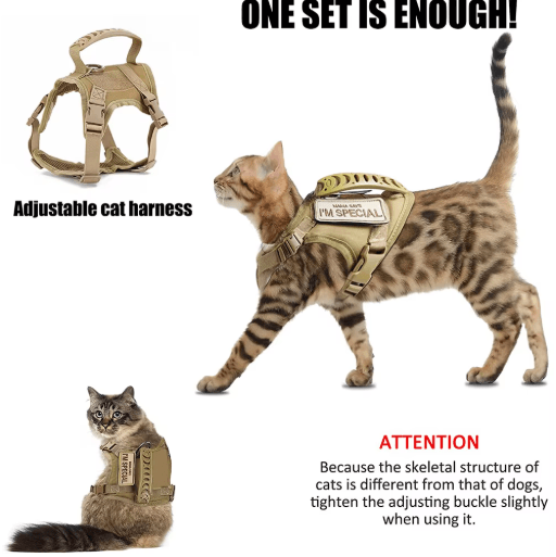 Tactical Escape-Proof Cat Harness with Control Handle