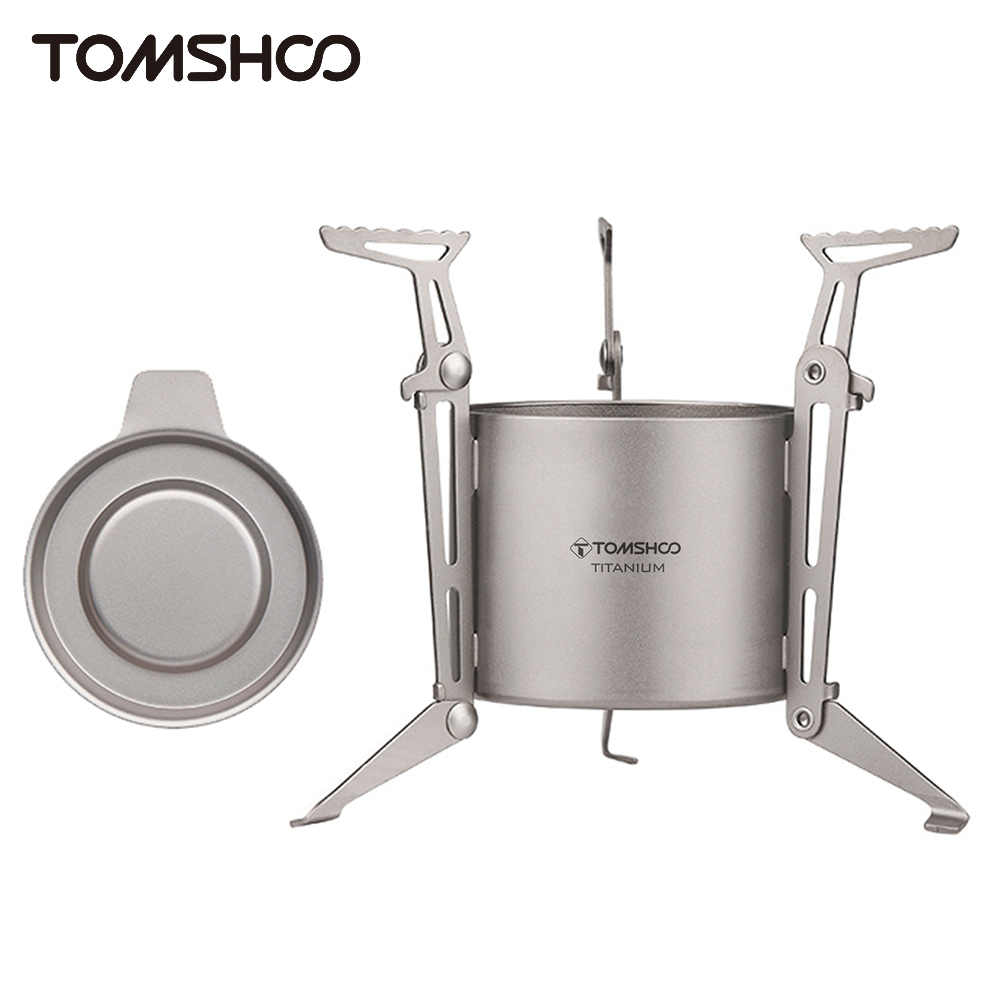 Ultralight Titanium Alcohol Stove with Fire Cover & Foldable Pot Stand