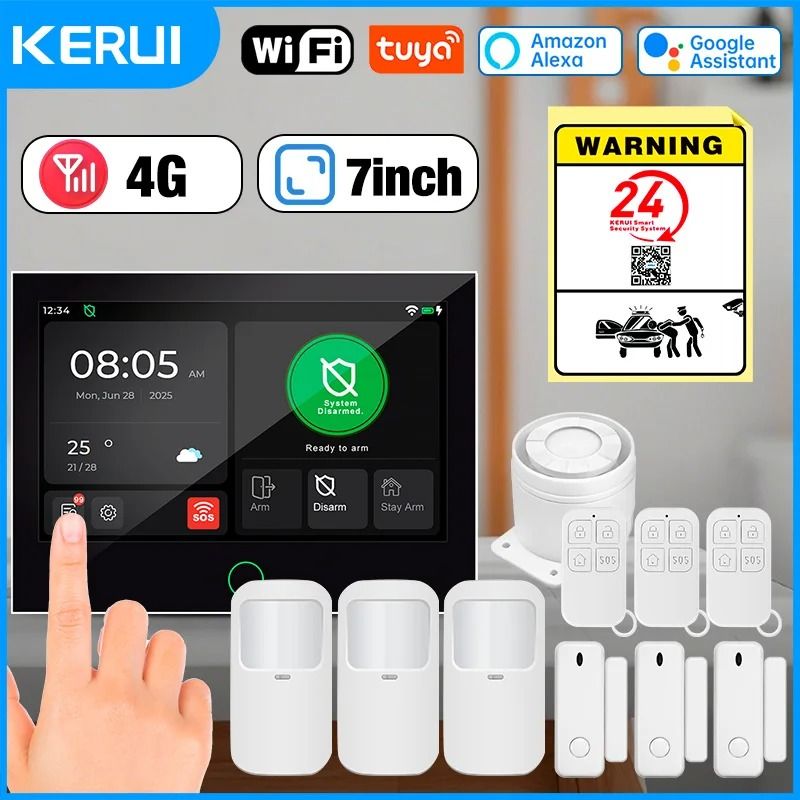 KERUI 7-Inch IPS Touchscreen 4G+WiFi Smart Home Alarm System (G70)