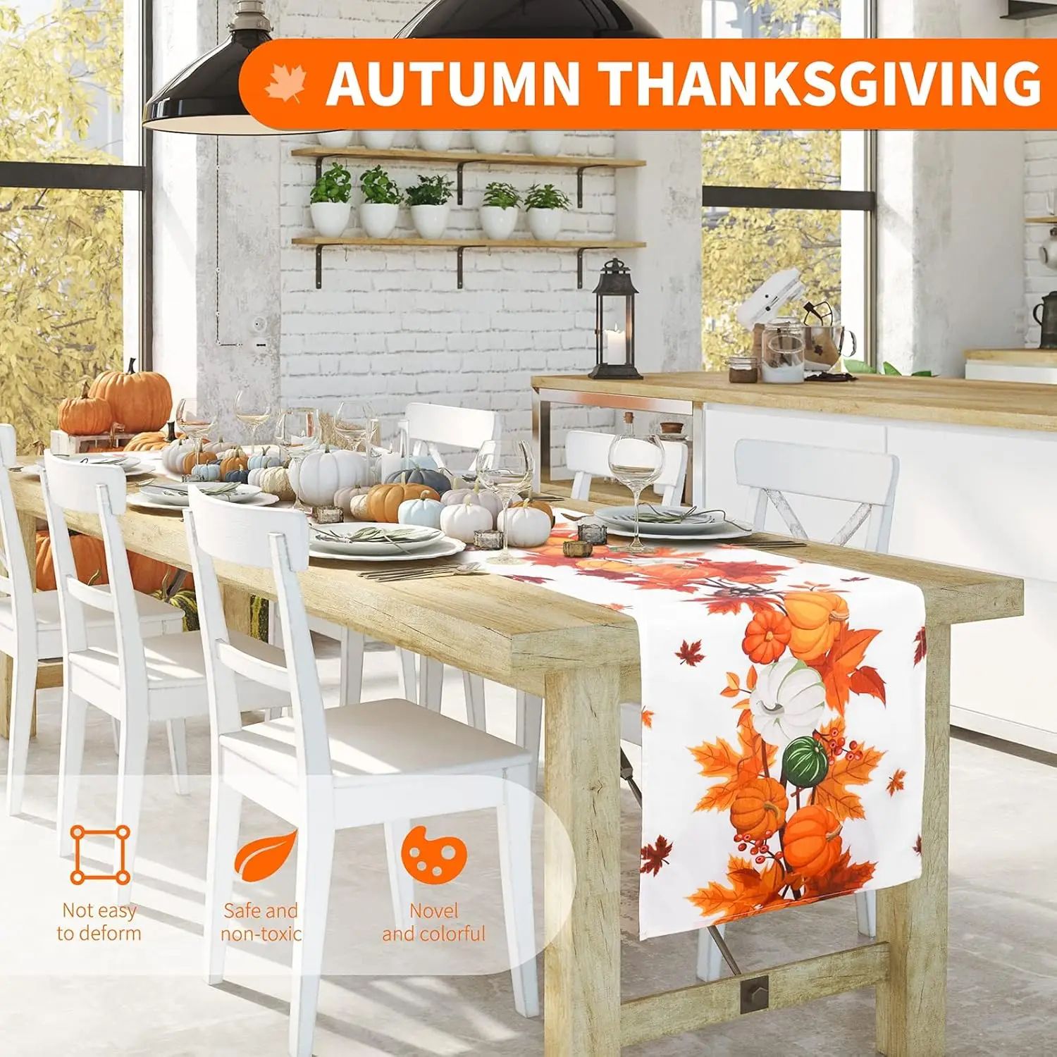Thanksgiving Pumpkin Linen Table Runner