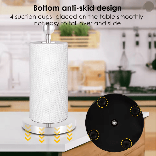 Stainless Steel Paper Towel Stand Nonslip Freestanding Kitchen Roll Holder