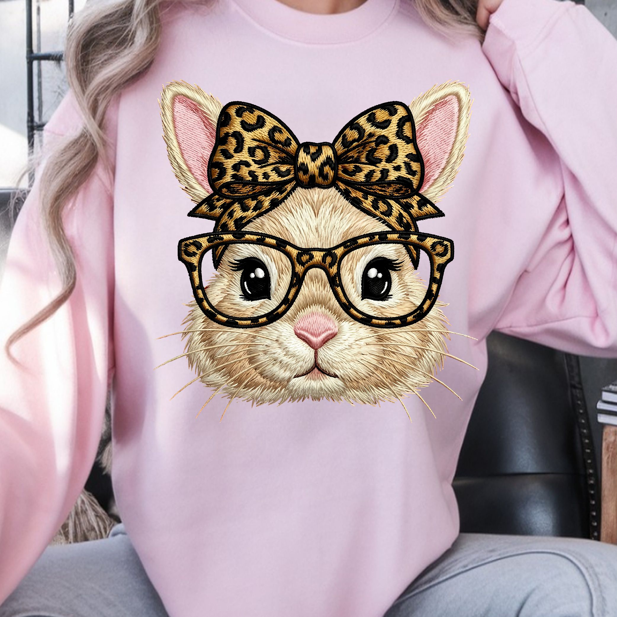 Bunny With Leopard Glasses Shirt, Cute Easter Bunny T-Shirt, Fun Animal Tee