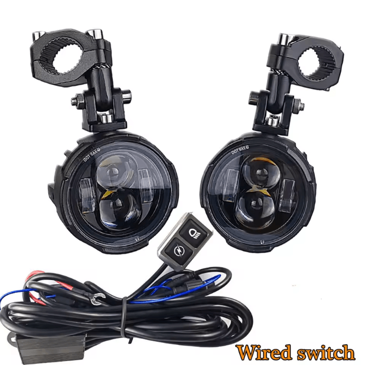 100W Dual-Color Motorcycle LED Fog Lights – Auxiliary Driving Spotlights (Pair)