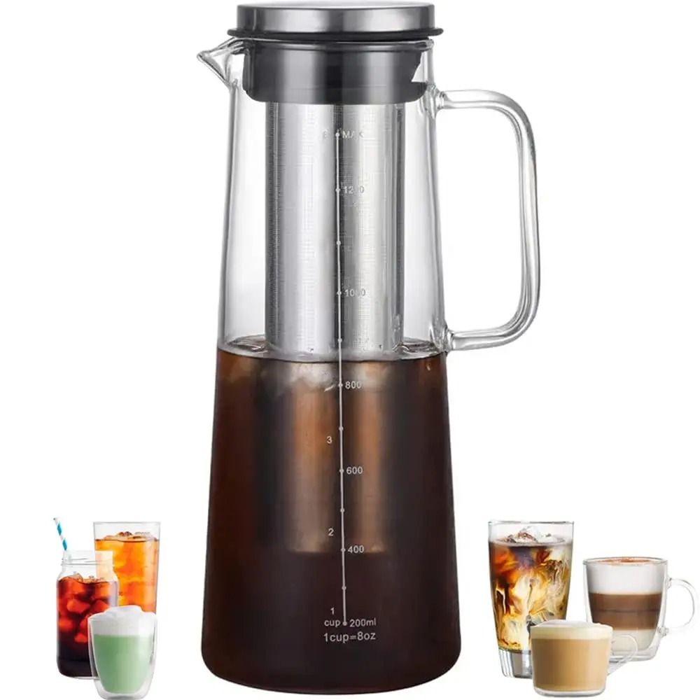 Leeseph Airtight Cold Brew Coffee Maker and Tea Infuser 1.0L Glass Carafe