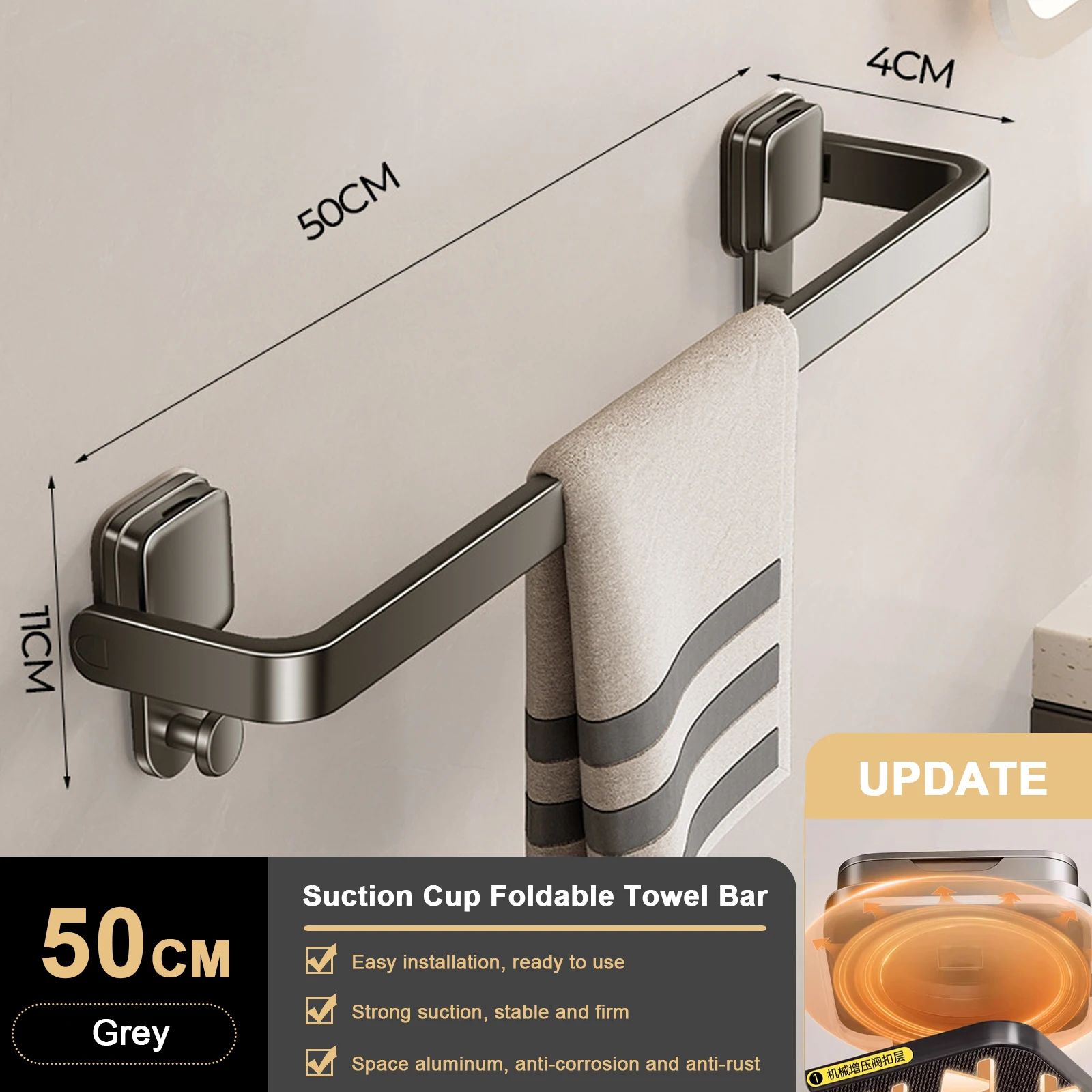 Suction Cup Folding Bathroom Towel Rack