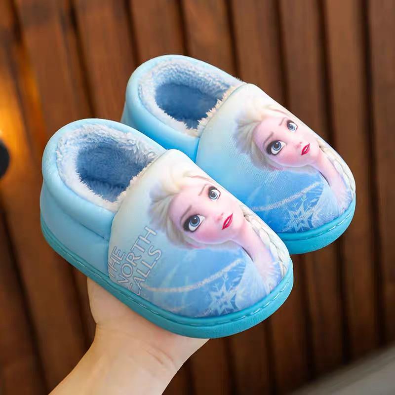 Fashionable Fall Winter Elsa Princess Baby Girl's Cotton Shoes, Cartoon Kids Cotton Slippers