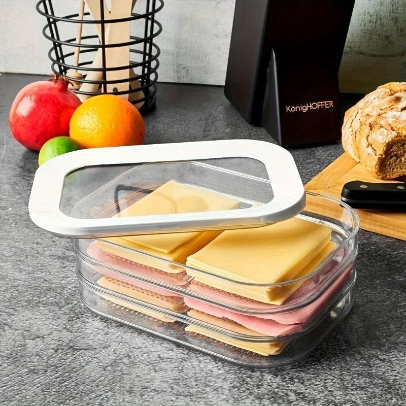Stackable Refrigerator Storage Container with Lid for Meal Prep and Food Organization