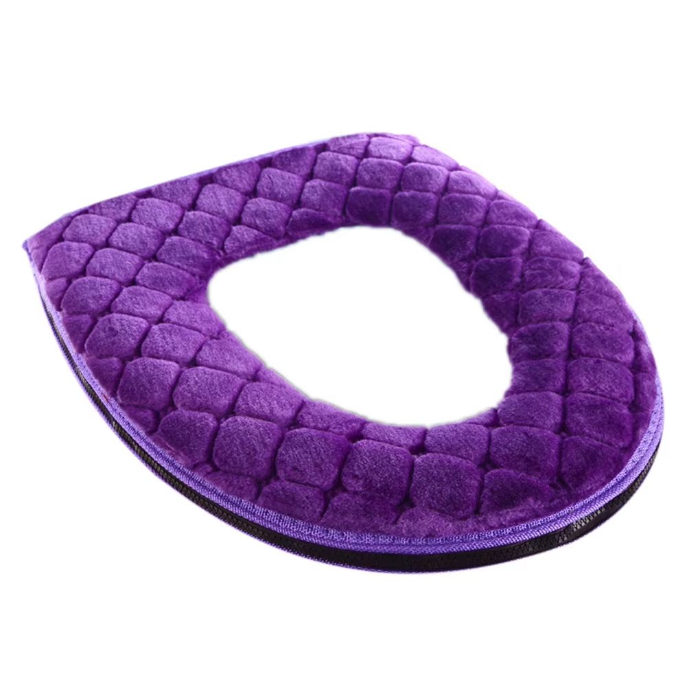 Ultra Soft Plush Toilet Seat Cover Cushion, Washable O Shape Bathroom Warmer