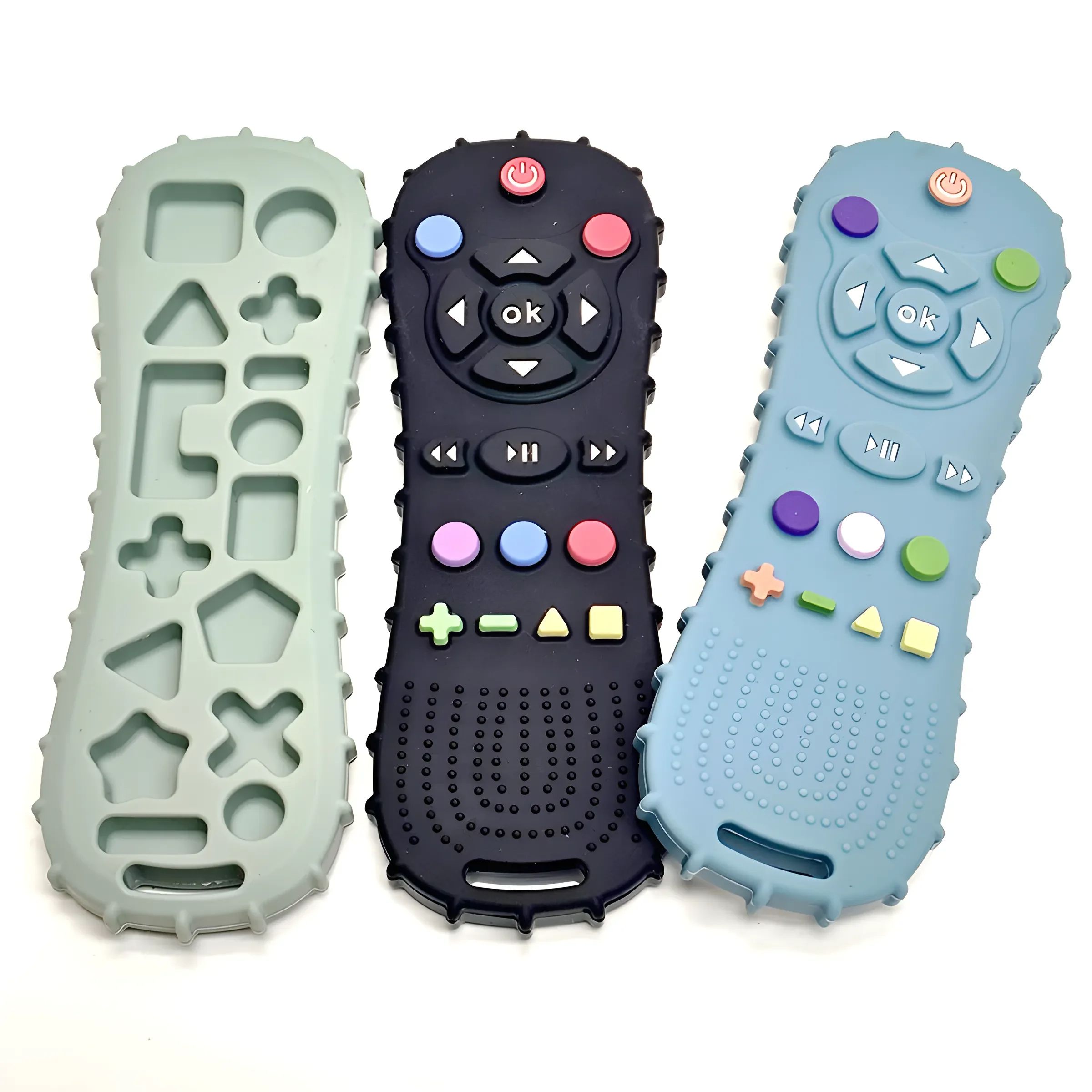 Baby Silicone Remote Teether, Teething Stick Pacifier Glove Toy Set