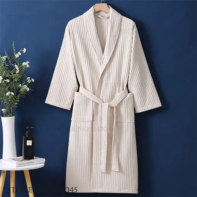 100% Cotton Couple Waffle Robe – Professional Kimono Bathrobe & Casual Summer Loungewear