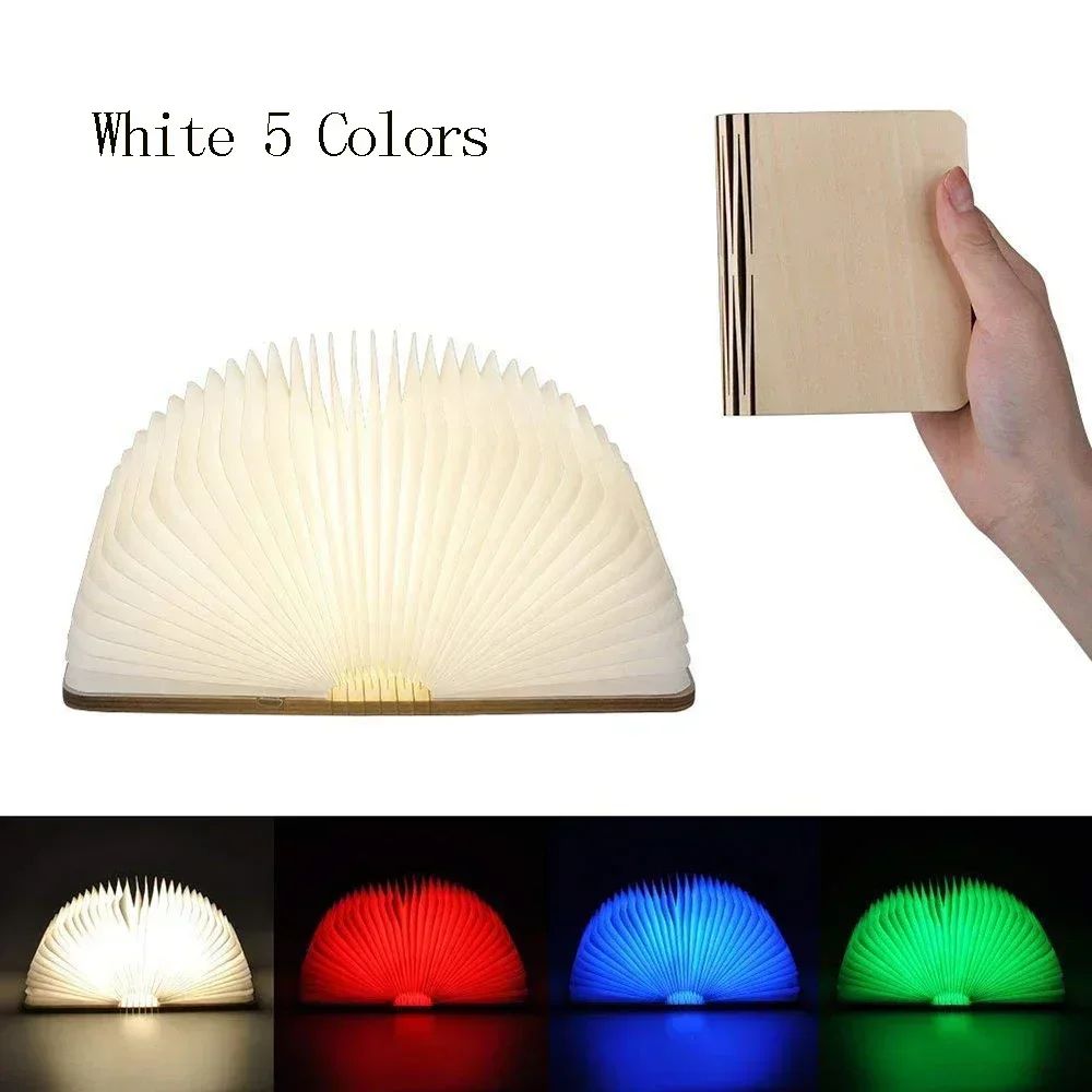 Wooden Folding LED Book Light RGB Night Lamp