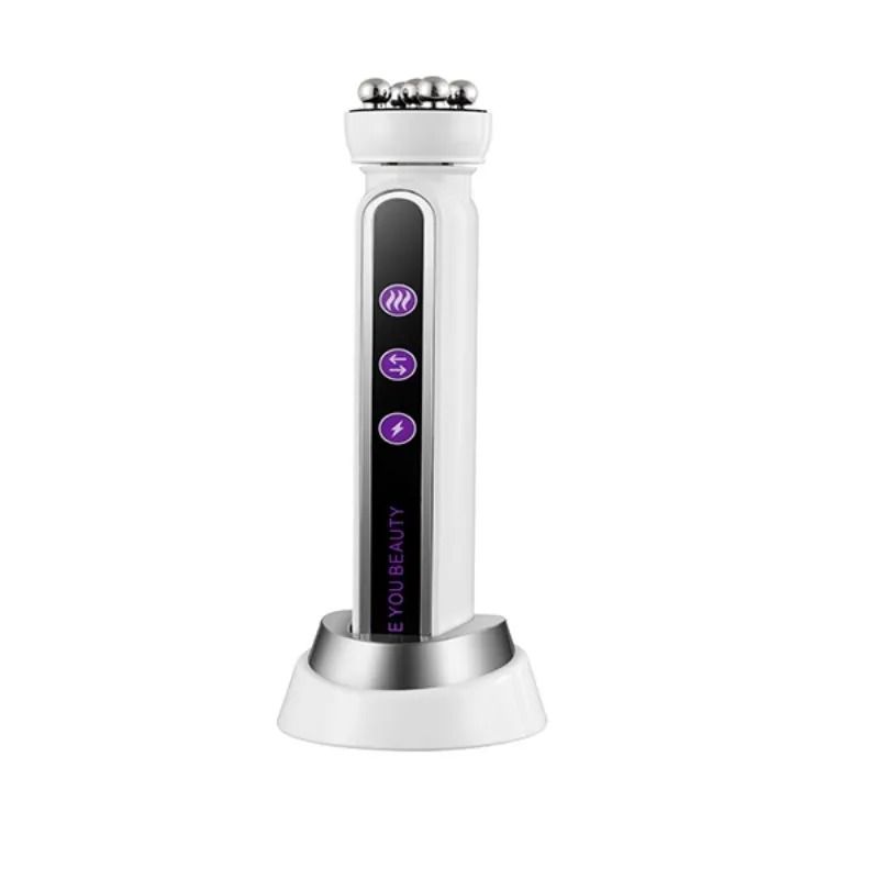 Facial Microcurrent Heating Beauty Roller With EMS RF and LED Light Therapy