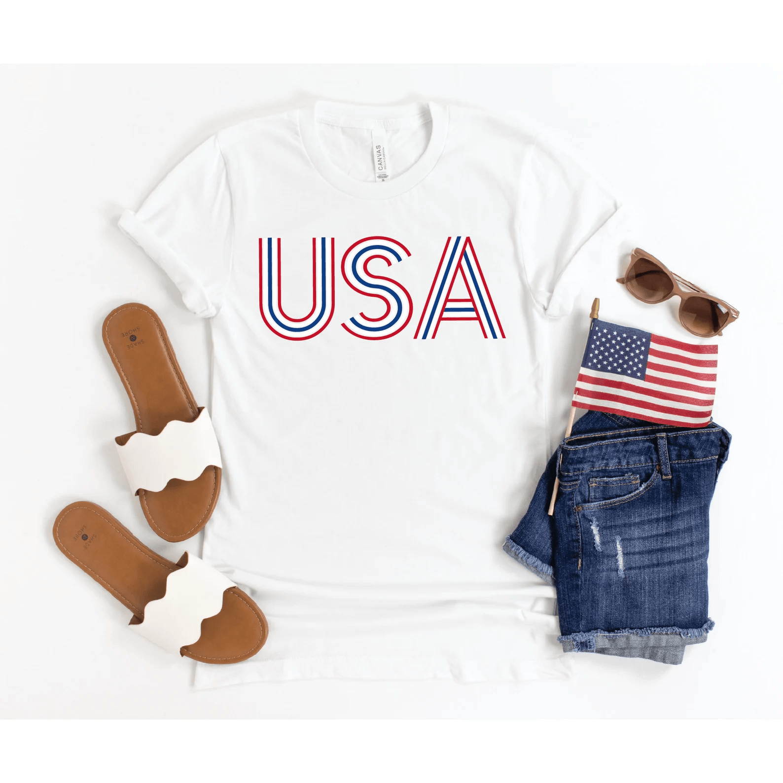 Retro USA American Flag Shirt Women Vintage 4th of July Shirt Patriotic Merica Tee