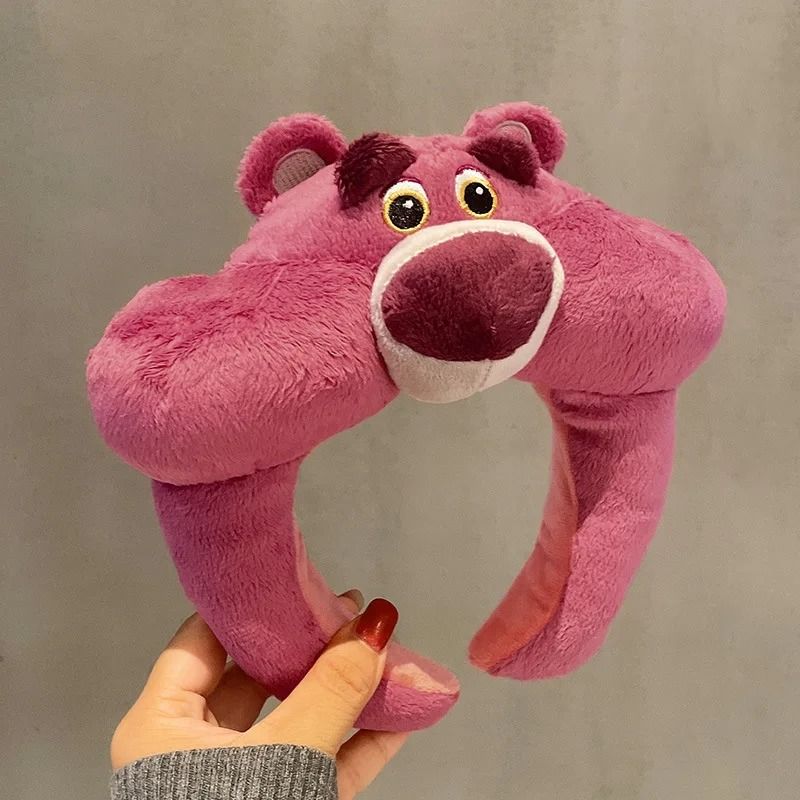Disney Character Plush Hair Hoop – Cartoon Winnie & Strawberry Bear Face Wash Headband