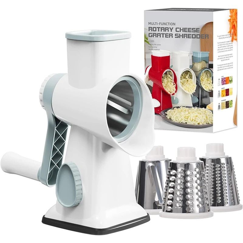 3 in 1 Rotary Cheese Grater Manual Vegetable Slicer and Nut Grinder