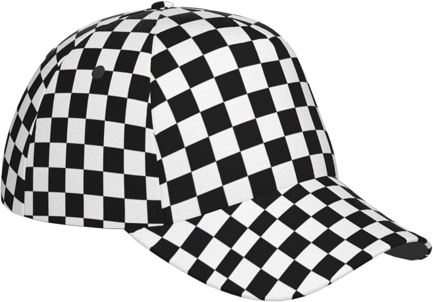 Black White Checkered Flag Baseball Hats Men Women Adjustable Snapback Cap, Checkered Trucker Cap Racing Style Headwear