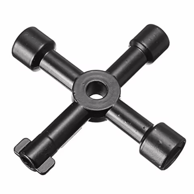 4-Way Multifunction Utility Cross Key Wrench – Universal Radiator & Meter Valve Tool