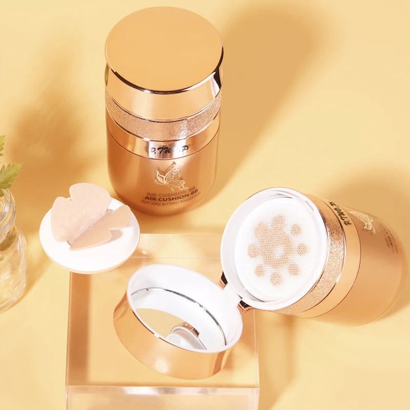Air Cushion BB Cream with Butterfly Powder Puff – Moisturizing Waterproof Oil-Control Foundation