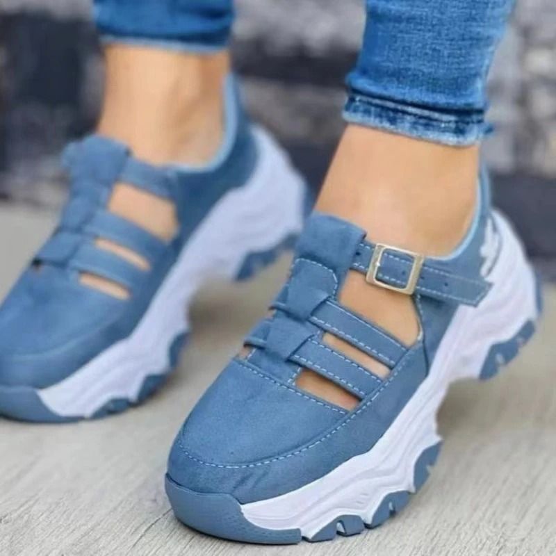 Women's Thick Sole Summer Sandals - Breathable Comfort with Hollow Slip-On Design