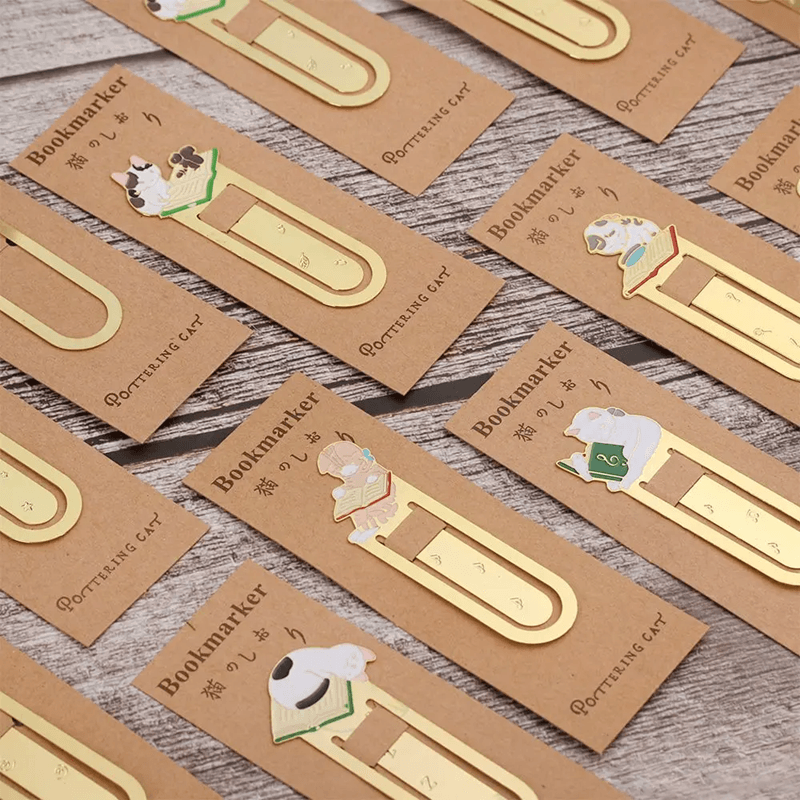 Gold Plated Cat Bookmark Folder Clip Cute Reading Label