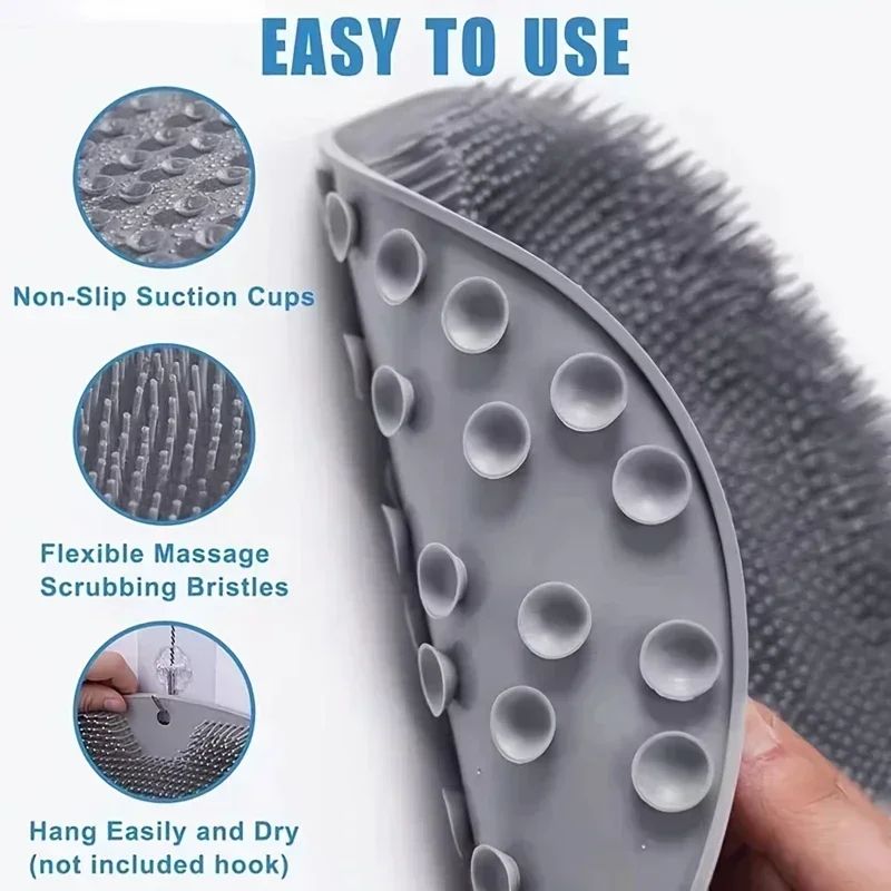 Silicone Foot Scrubber Mat Wall Mounted Shower Back and Foot Massage Cleaner