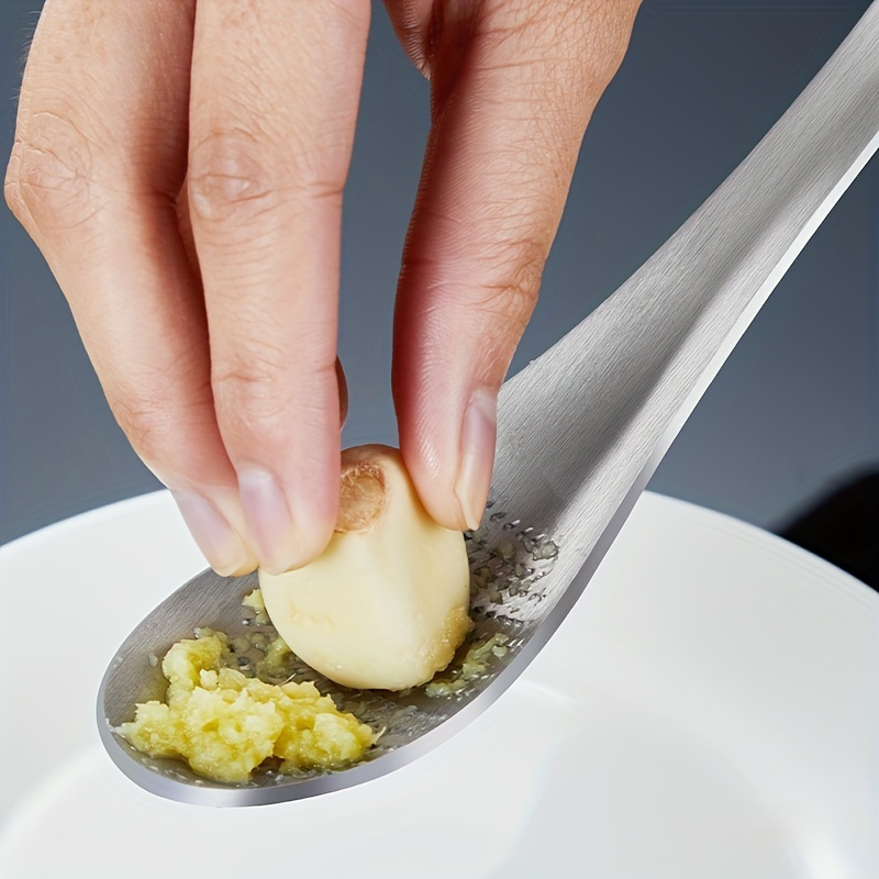 Stainless Steel Grater Spoon for Garlic Ginger Fruits and Vegetables in Kitchen
