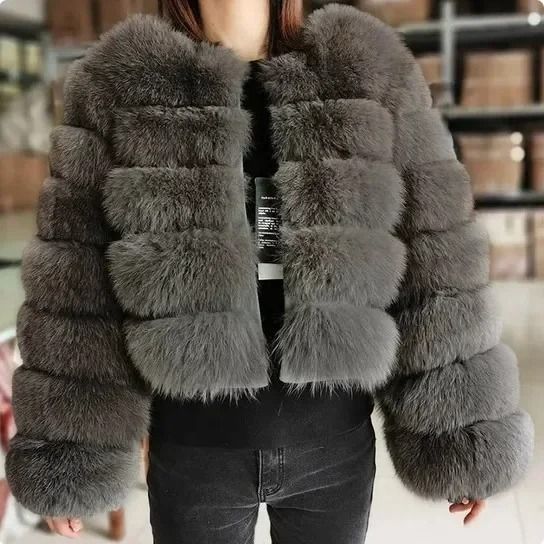2024 Luxury Faux Raccoon Fur Coat | Premium Fluffy Winter Jacket & Thick Warm Furry Outerwear System